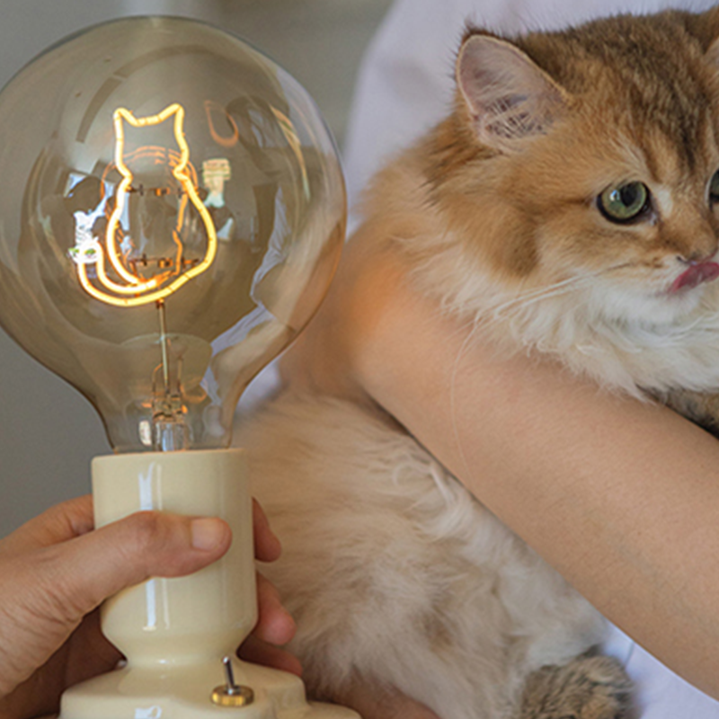 Cute Pink & White Cat Pattern Table Lamp - Lumpaz