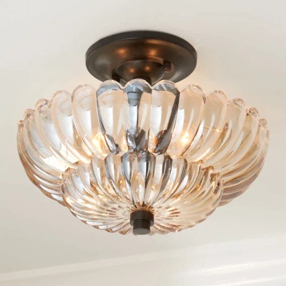 Vintage Amber Glass Semi-Flush Ceiling Light Shades Of Light - Lumpaz