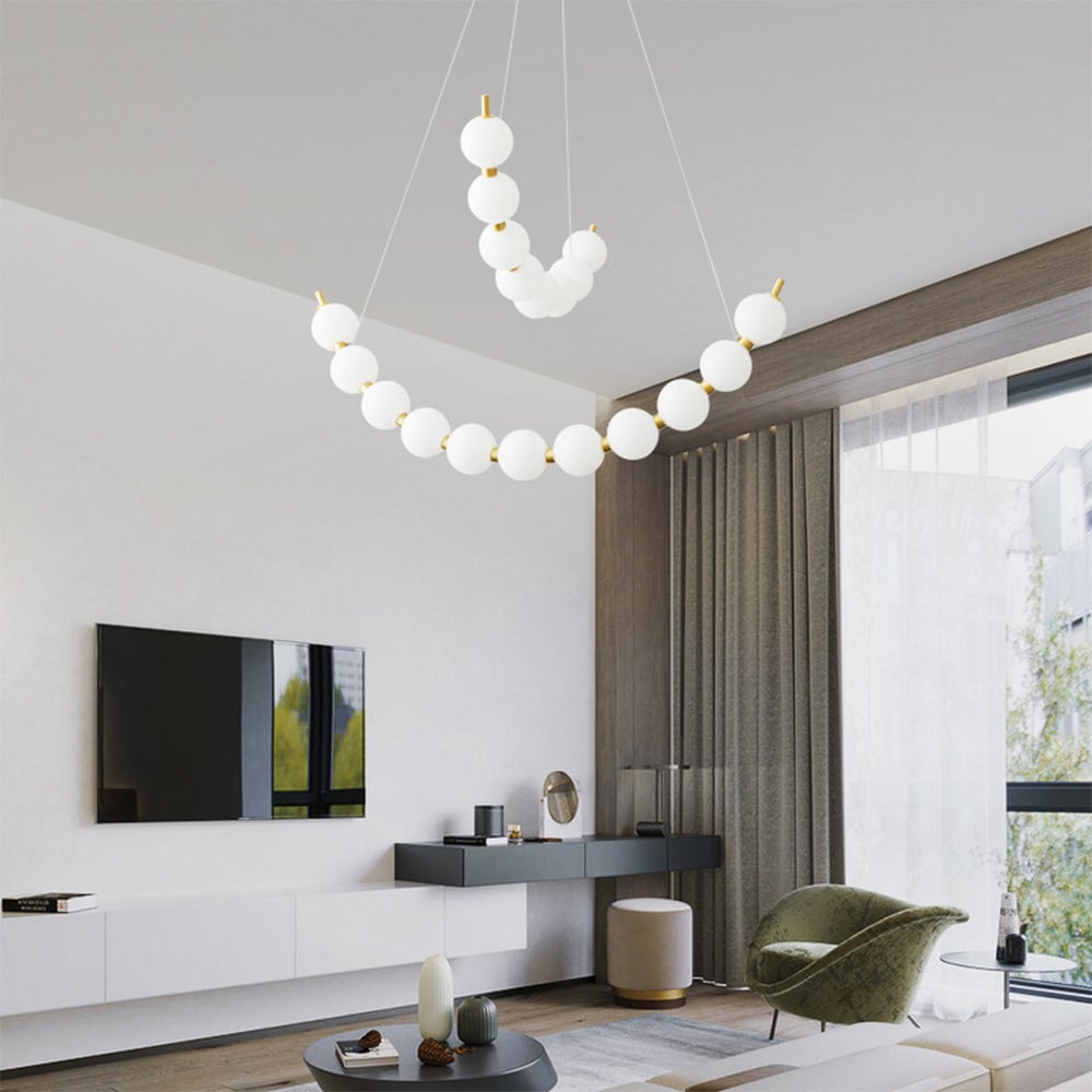 Unique Pearl Design White Ball LED Necklace Chandelier - Lumpaz