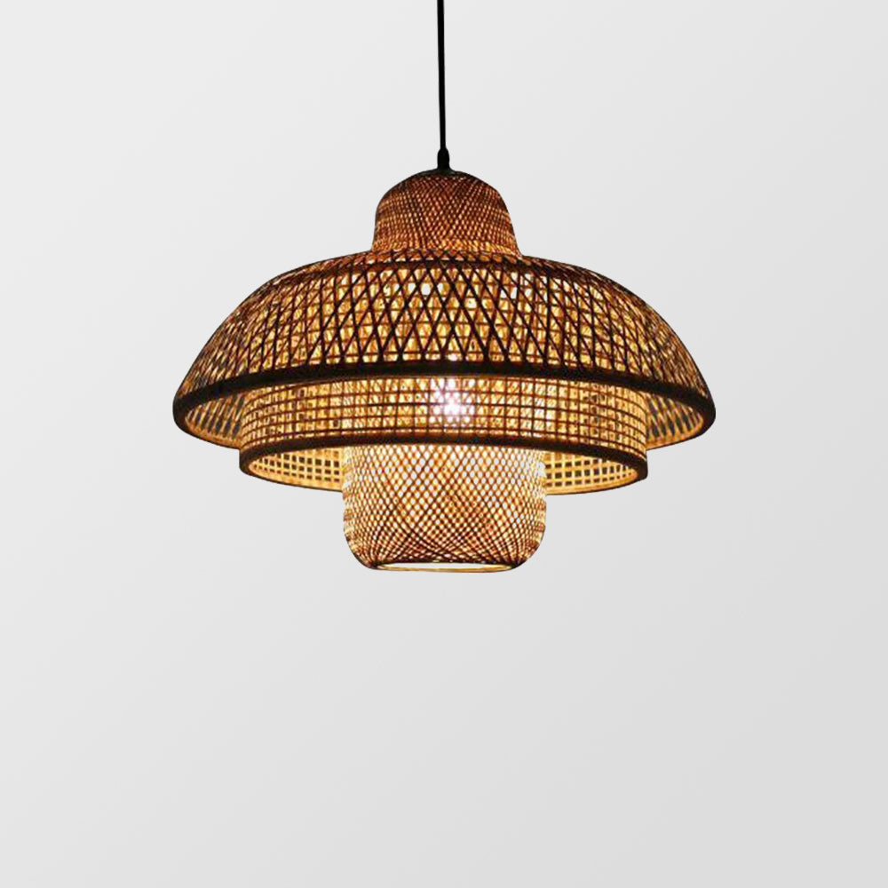 Modern Rattan Dome Latern Pendant Light For Living Room - Lumpaz