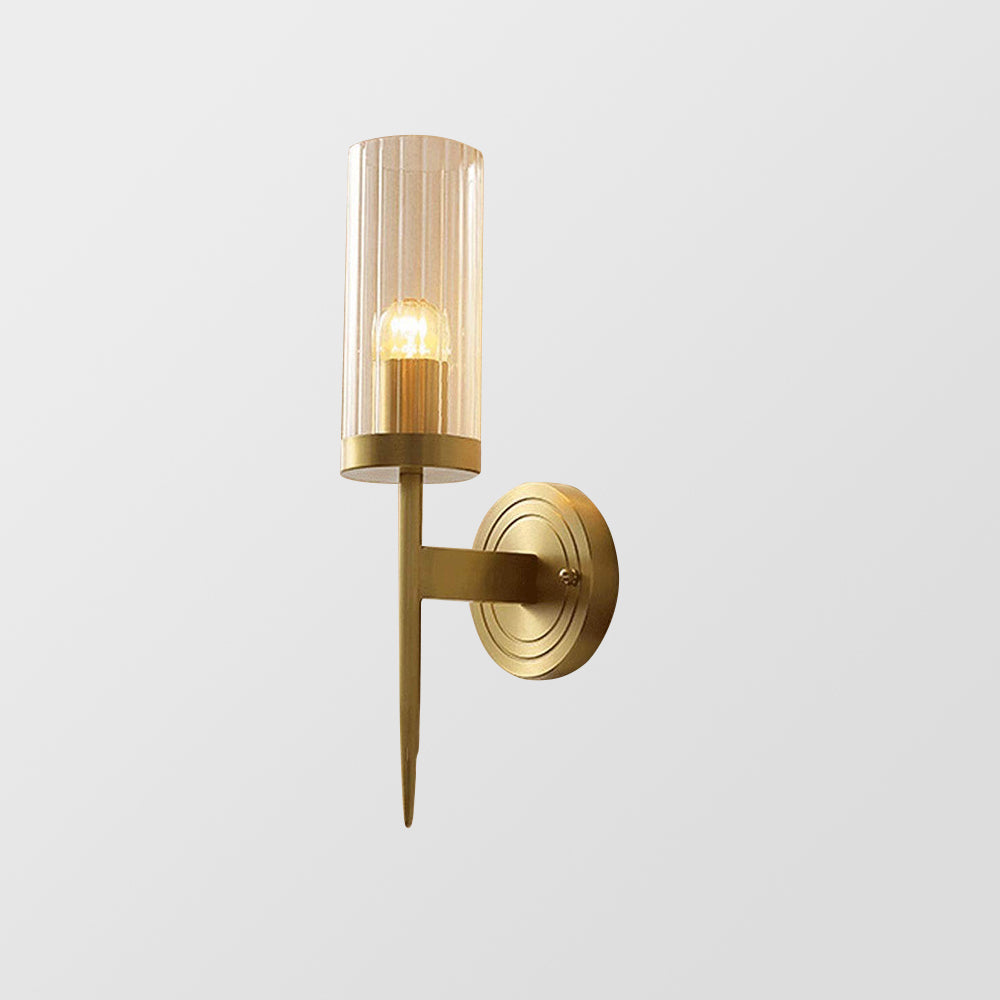 Modern Brass Sconce Ribbed Long Glass Wall Lights For Living Room - Lumpaz