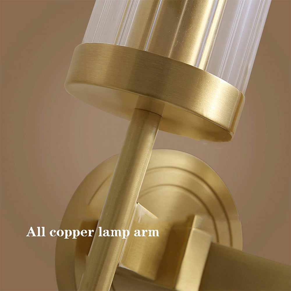 Modern Brass Sconce Ribbed Long Glass Wall Lights For Living Room - Lumpaz