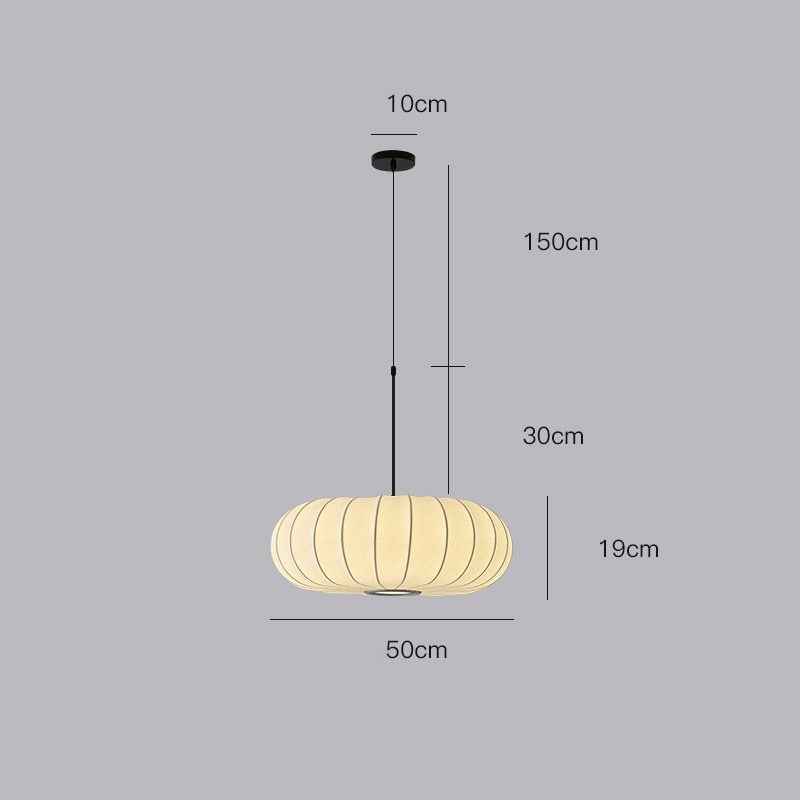 Wabi-Sabi White Fabric Drum Pendant Light - Lumpaz