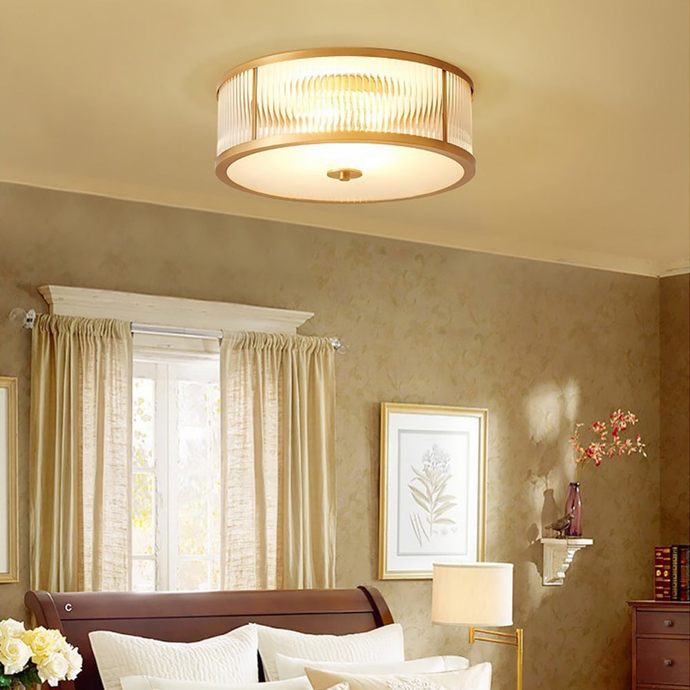 Vintage Round Simple Brass Ceiling Lamps - Lumpaz