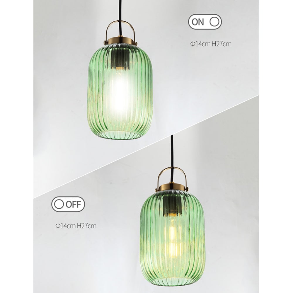 Retro Green Lantern Glass Pendant Lamp - Lumpaz