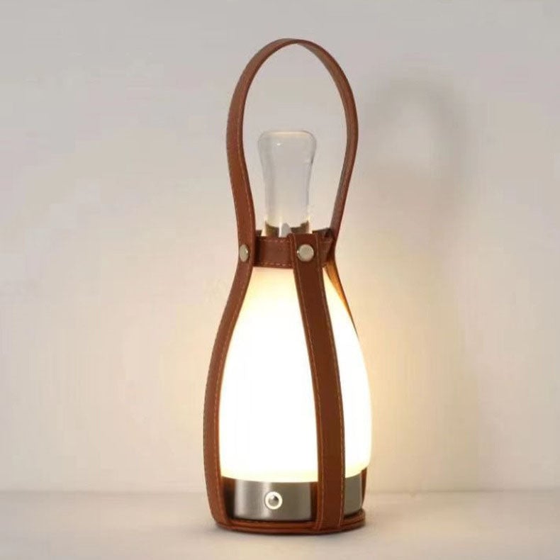 Bell Portable Leather Glass Table Lamp - Lumpaz