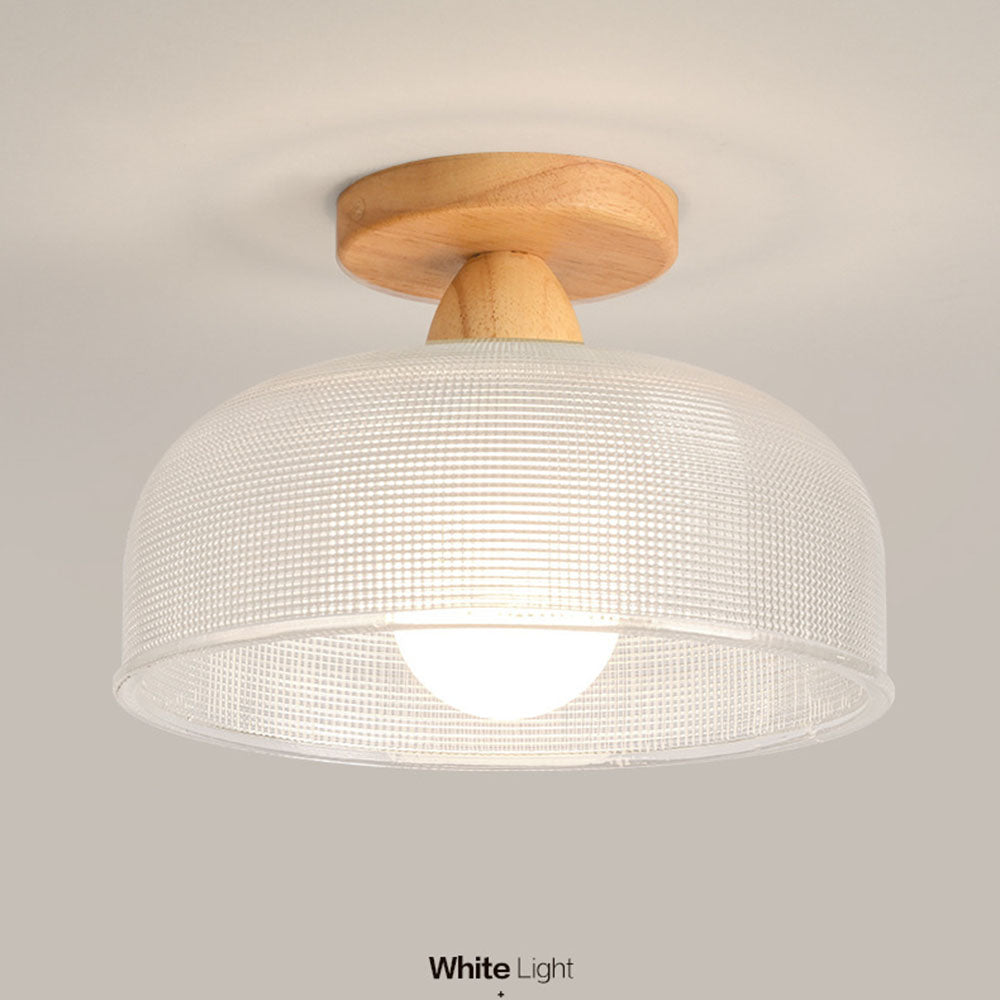 Vintage Solid Wood Glass Ceiling Lamp - Lumpaz