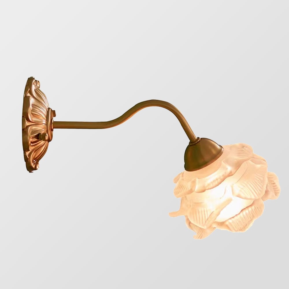Retro Flower Petal Glass Wall Lamp Copper Wall Light - Lumpaz