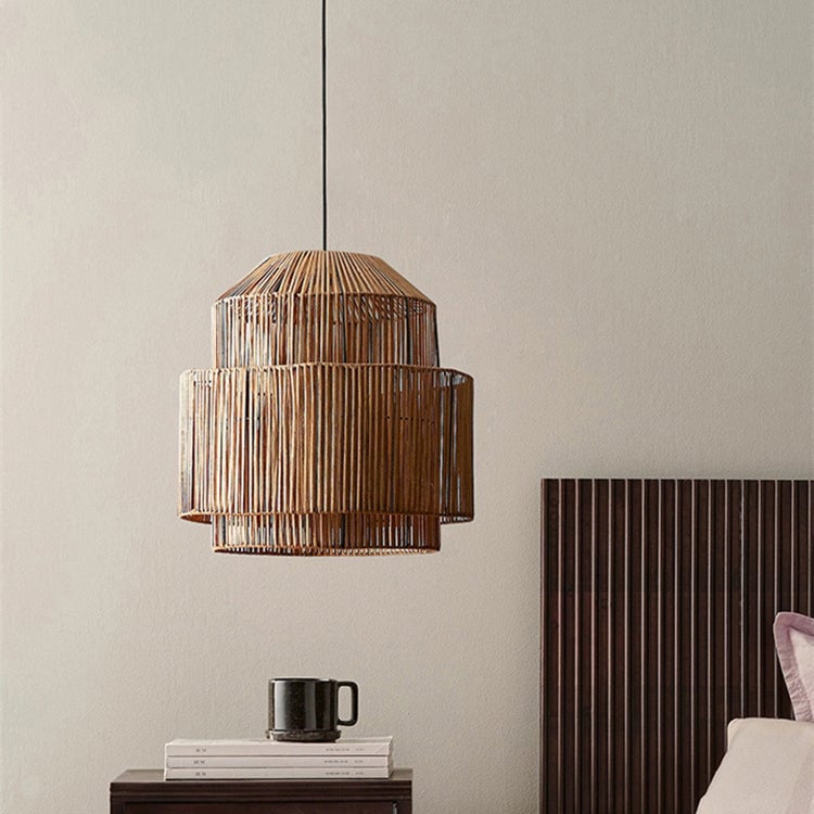 Handwoven Rattan Modern Pendant Lighting For Kitchen Island - Lumpaz