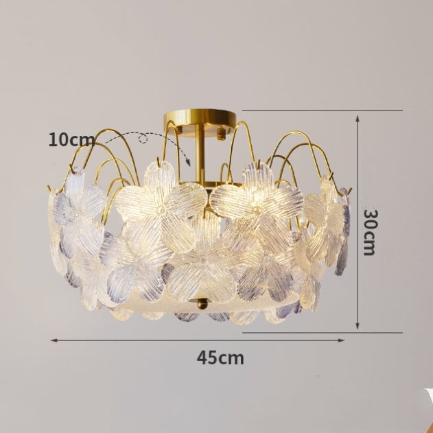 Classic Flower-Shaped Stained Glass Chandelier for Living Room - Lumpaz