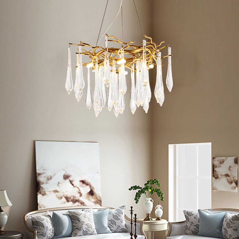 Modern Glass Teardrop Tiered Chandelier - Lumpaz