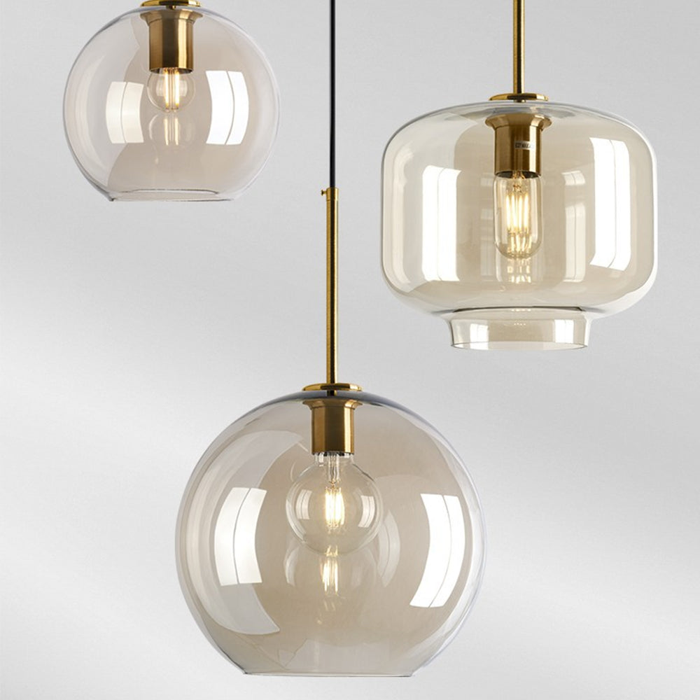 Industrial Amber Glass Pendant Light - Lumpaz