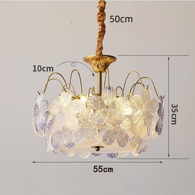 Classic Flower-Shaped Stained Glass Chandelier for Living Room - Lumpaz