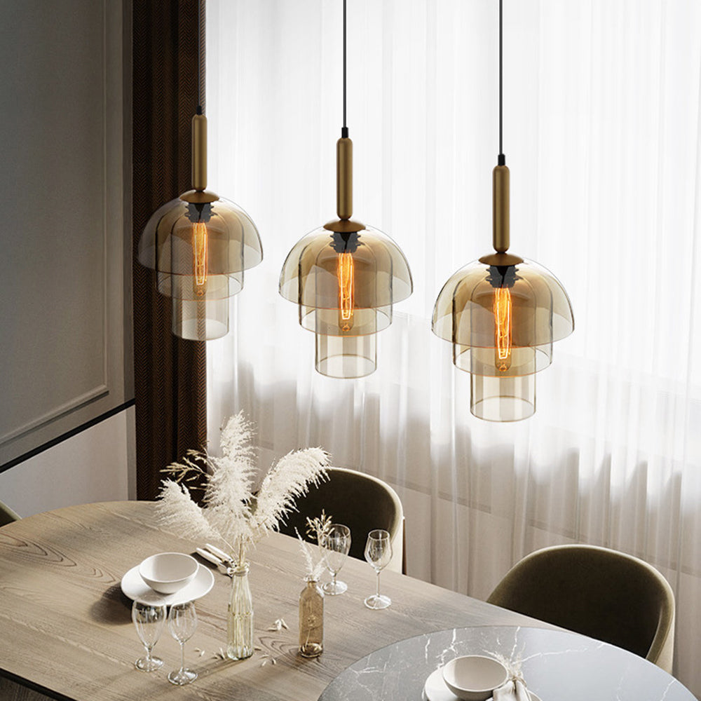 Modern Multi-Layer Glass Dome Hanging Light Fixture - Lumpaz