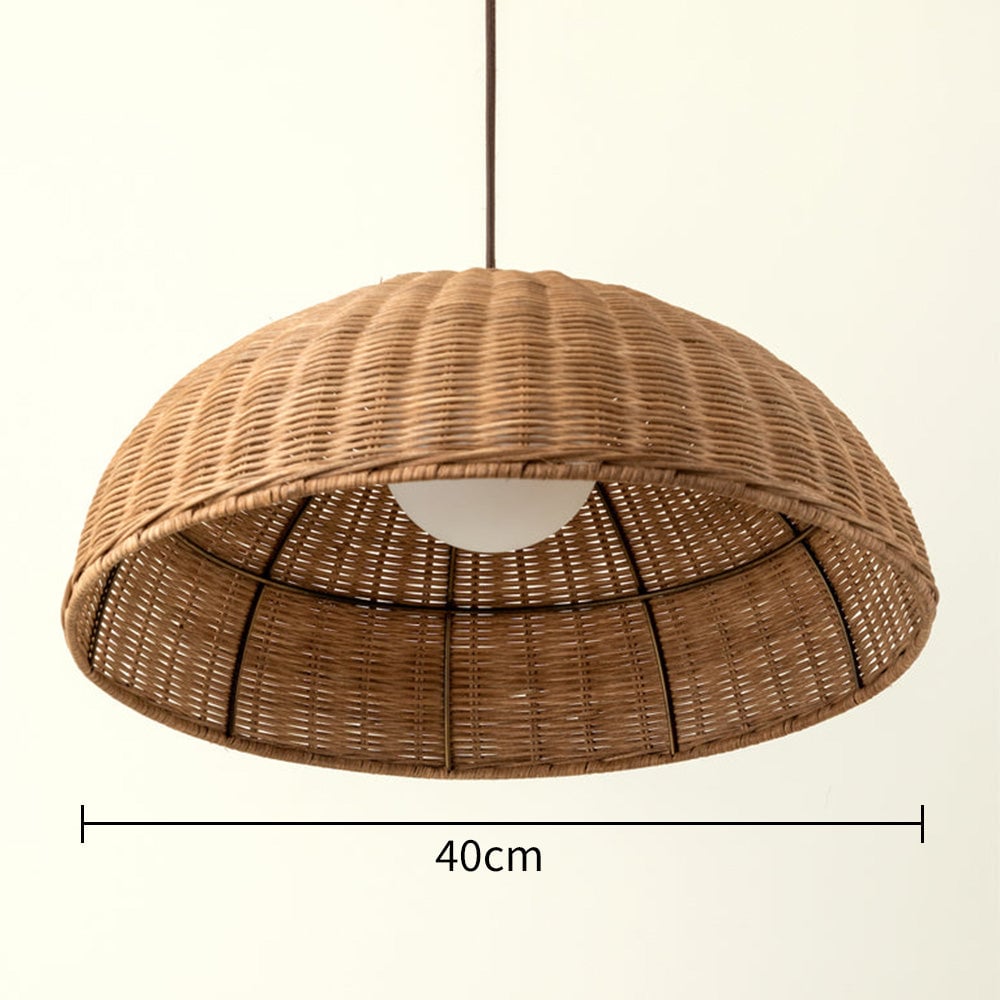 Retro Rattan Dome Pendant Light For Dining Room - Lumpaz