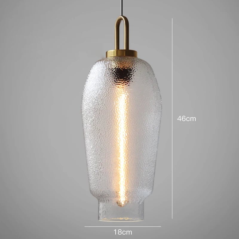 Clear Frosted Glass Pendant Light for Kitchen - Lumpaz