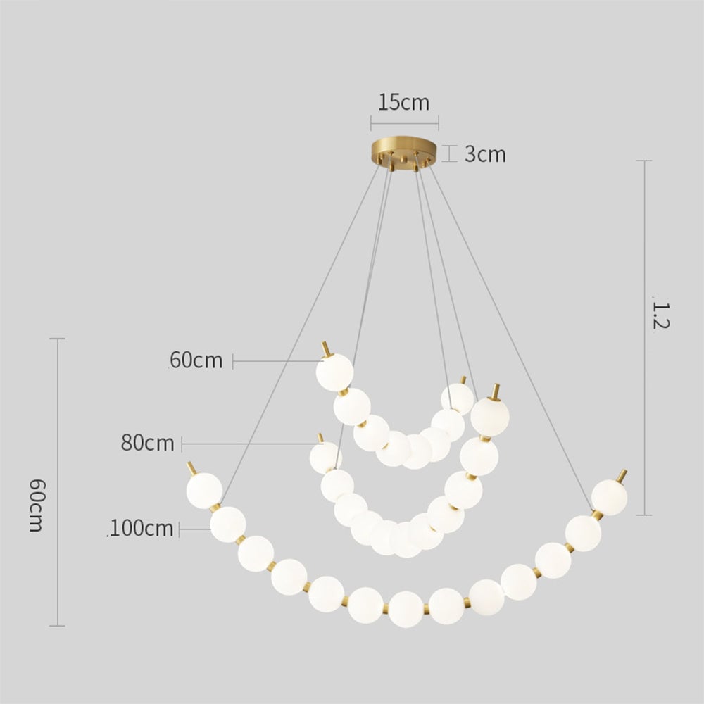 Unique Pearl Design White Ball LED Necklace Chandelier - Lumpaz