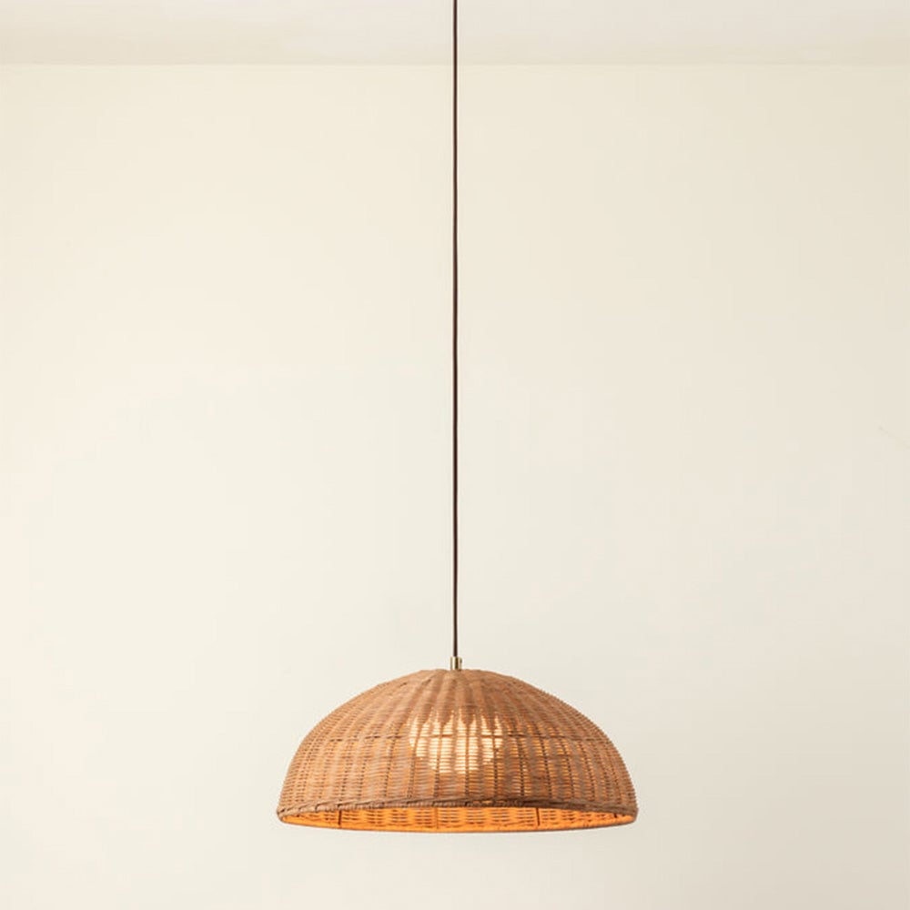 Retro Rattan Dome Pendant Light For Dining Room - Lumpaz