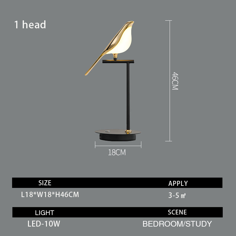 Golden Bird Table Lamp for Bedroom - Lumpaz