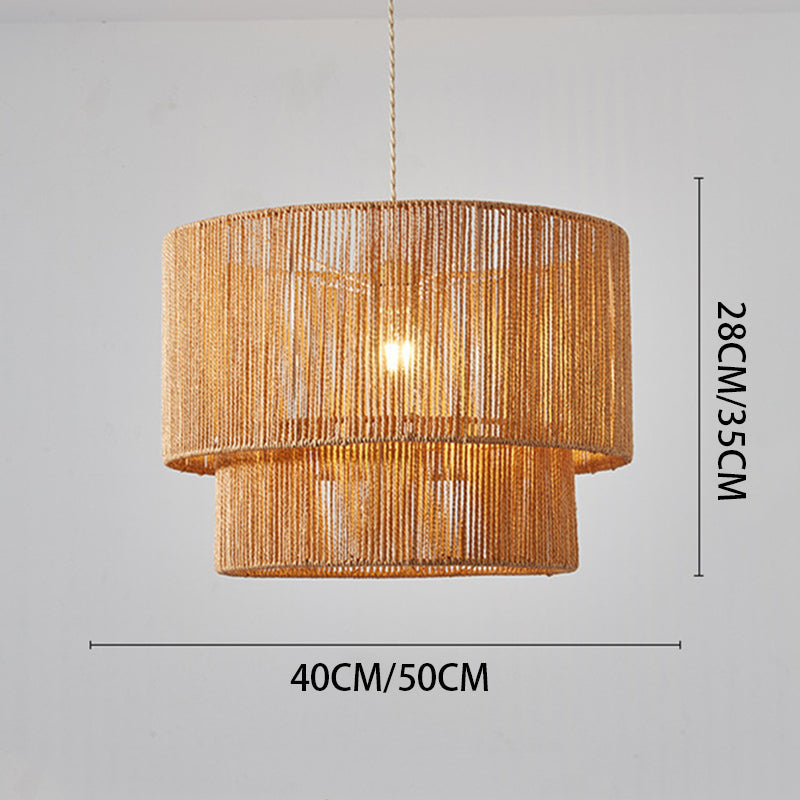 Retro Rope Woven Dining Room Pendant Light - Lumpaz