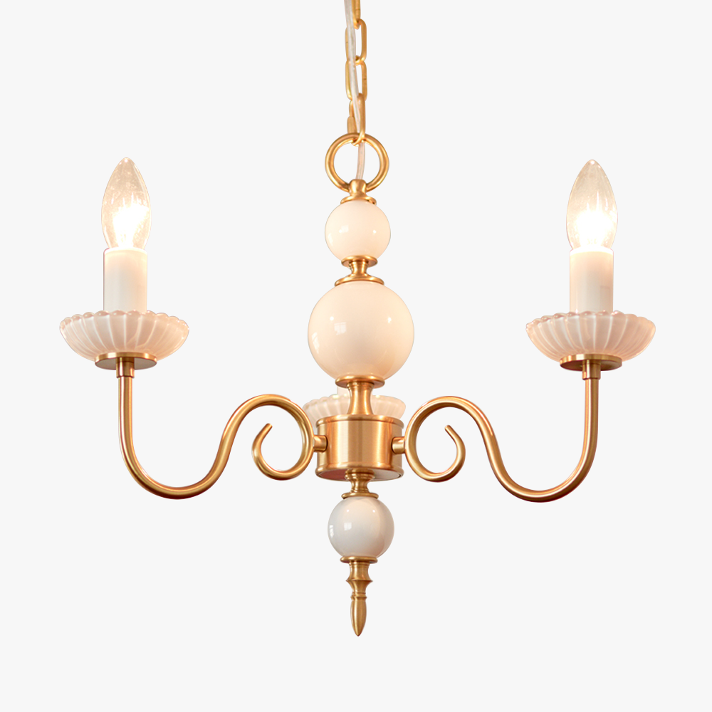 Vintage Metal Chandelier Lamp Cream Glass Chandelier - Lumpaz