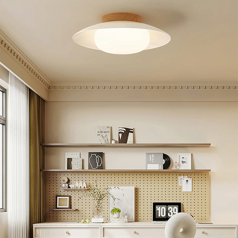 Cream Round White Ceiling Light - Lumpaz