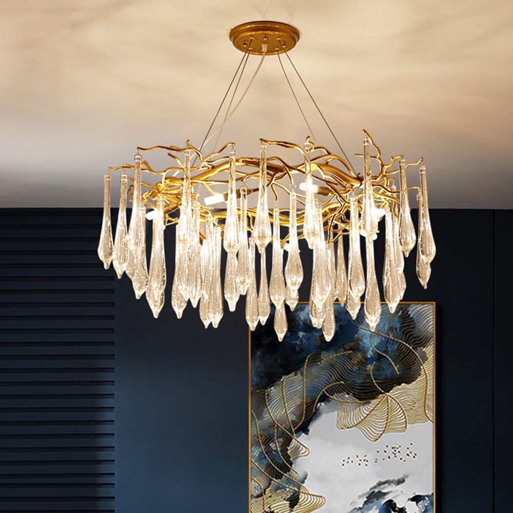 Modern Glass Teardrop Tiered Chandelier - Lumpaz