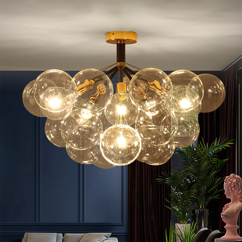 Modern Semi Flush Mount Ceiling Light Glass Bubble  Chandelier - Lumpaz