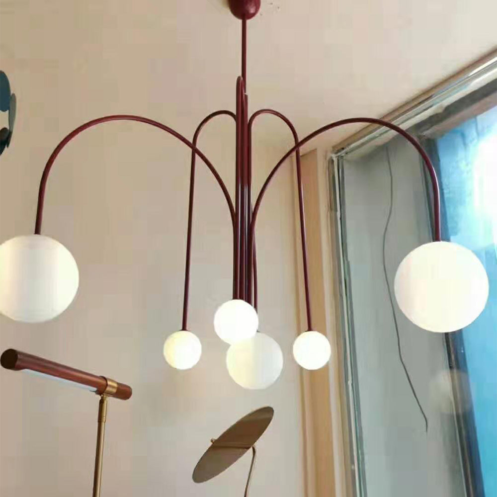 Red Art Deco Long Line Type Metal Pendant Light - Lumpaz