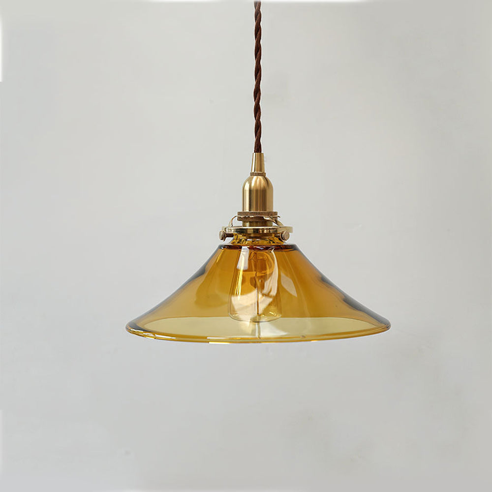 Vintage Single Head Retro Amber Glass Pendant Light - Lumpaz