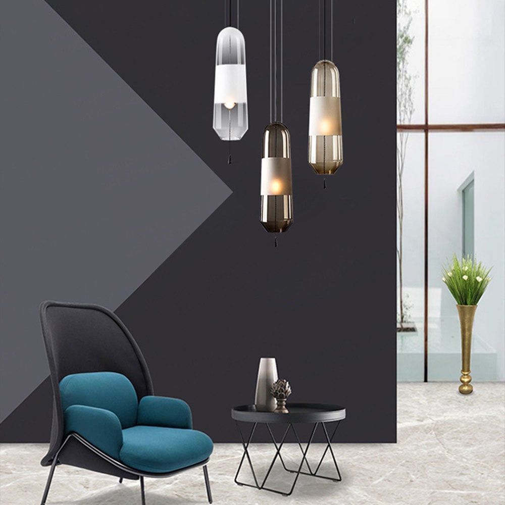 Designer Capsule Shaped Glass Pendant Lamp - Lumpaz