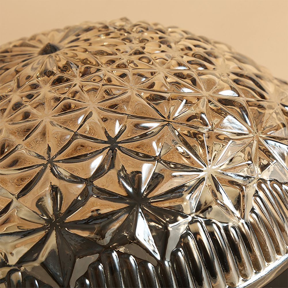 Clear Ribbed Glass Ceiling Light Fixture for Bedroom - Lumpaz