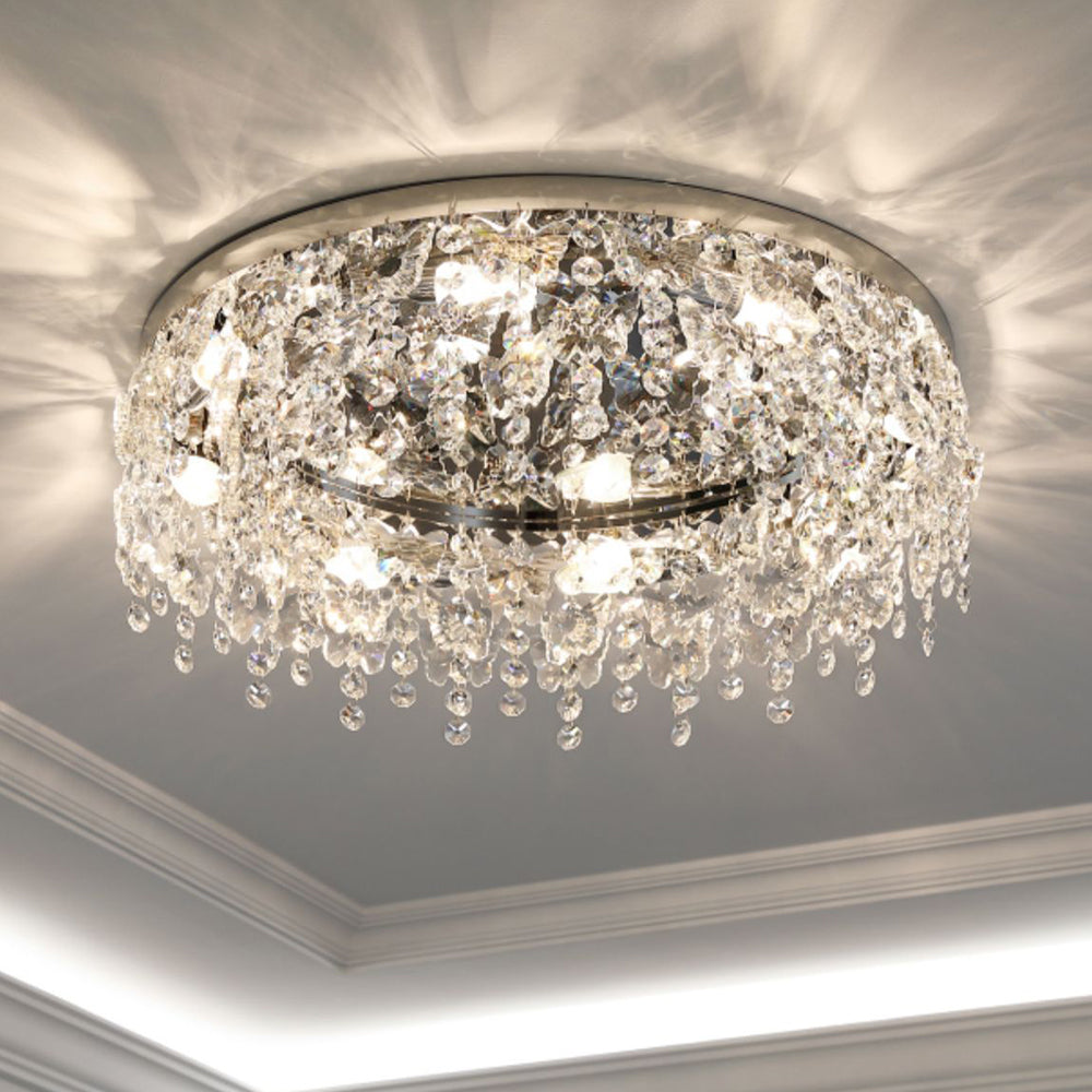 Luxury Crystal Chrome Flush Ceiling Light - Lumpaz
