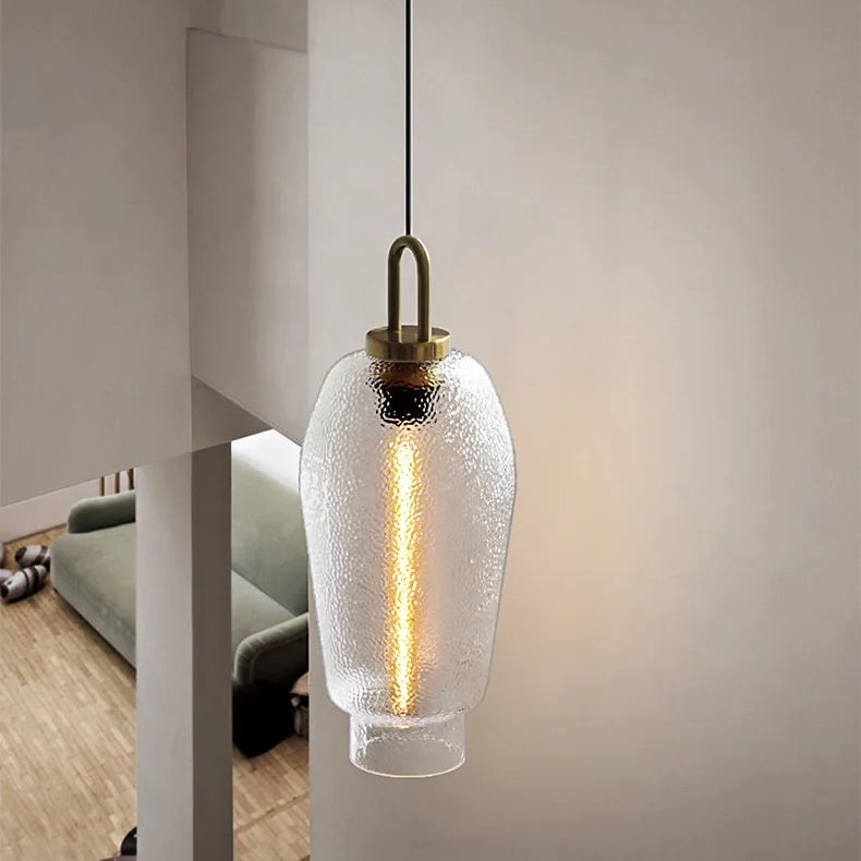 Clear Frosted Glass Pendant Light for Kitchen - Lumpaz