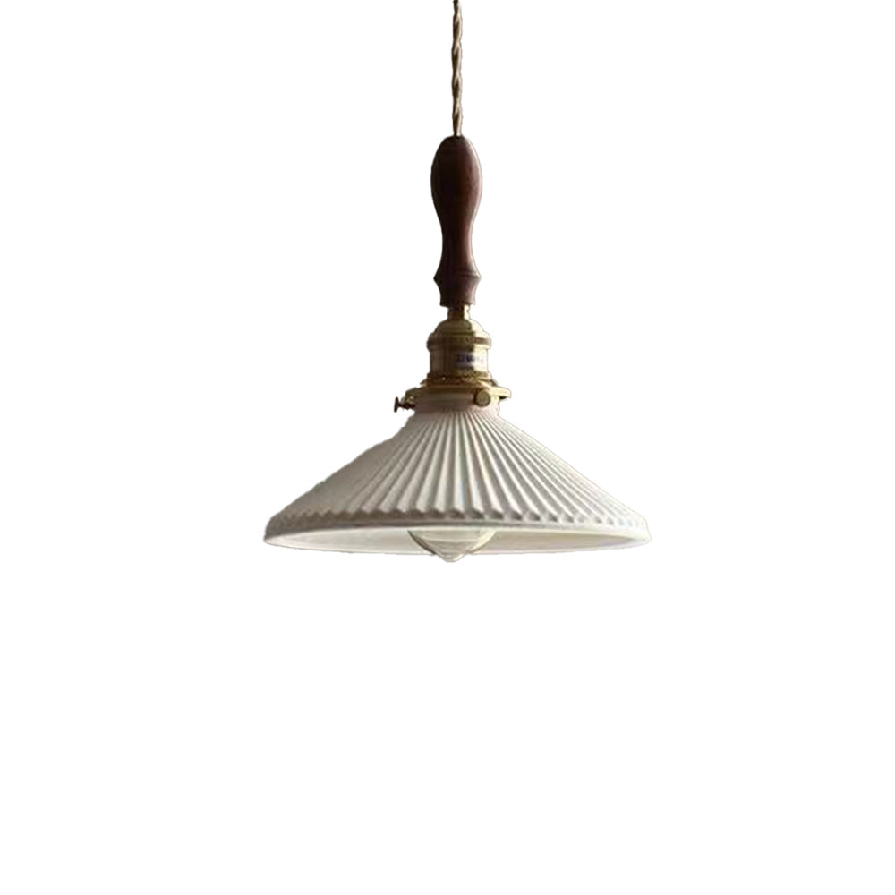 Modern Ceramics Retro Pleated Pendant Light For Living Room - Lumpaz