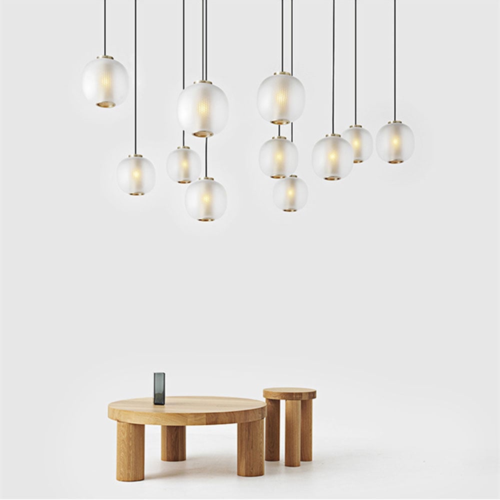 Retro Frosted Glass Lantern Pendant Light - Lumpaz