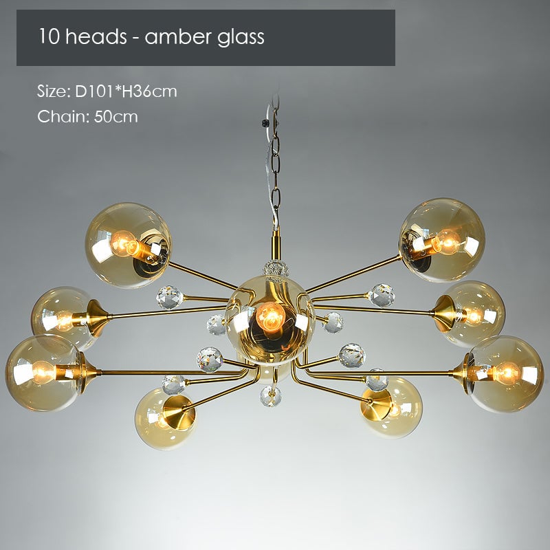 Gold Glass Modern LED chandelier - Lumpaz