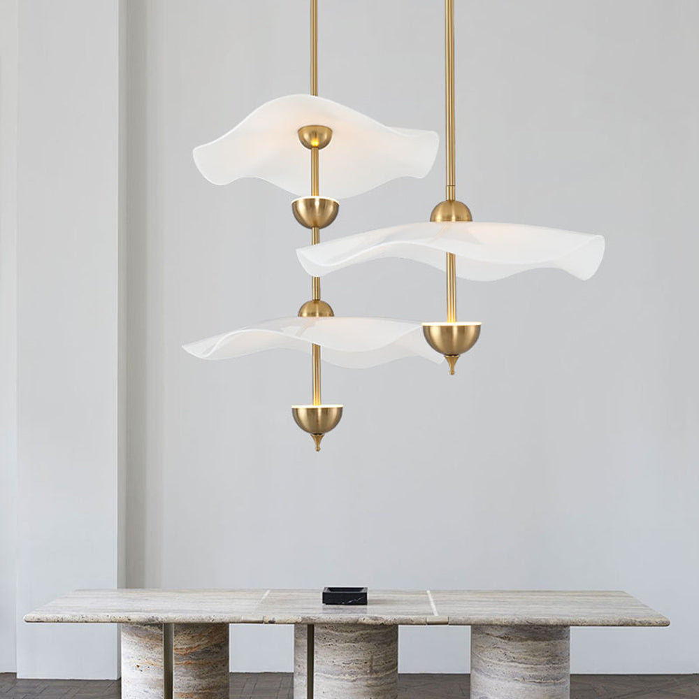Art Deco Gold Metal Lotus Led Light Fixtures Chandeliers - Lumpaz