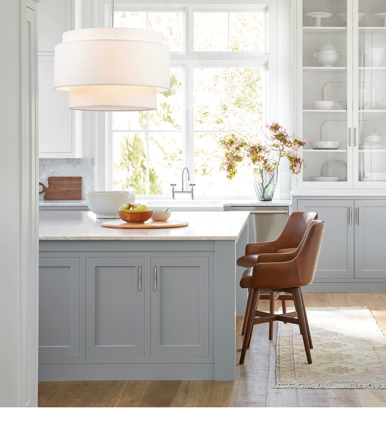Beige Tiered Linen Drum Pendant Light - Lumpaz