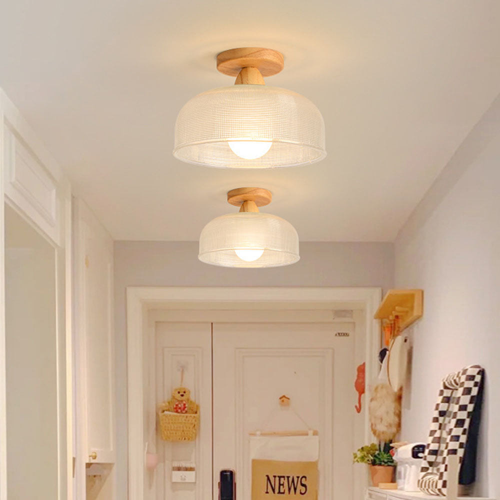 Vintage Solid Wood Glass Ceiling Lamp - Lumpaz
