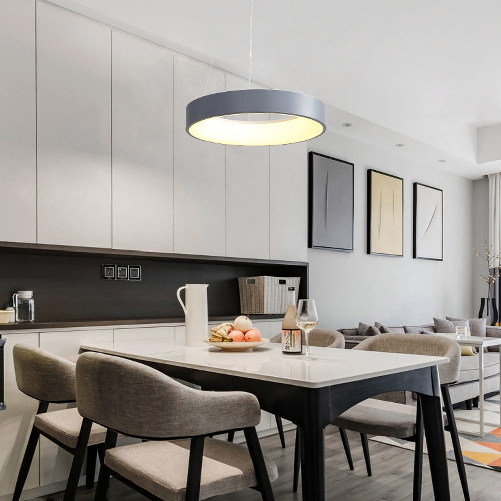 White LED Ribbed Hoop Pendant Ceiling Lights - Lumpaz