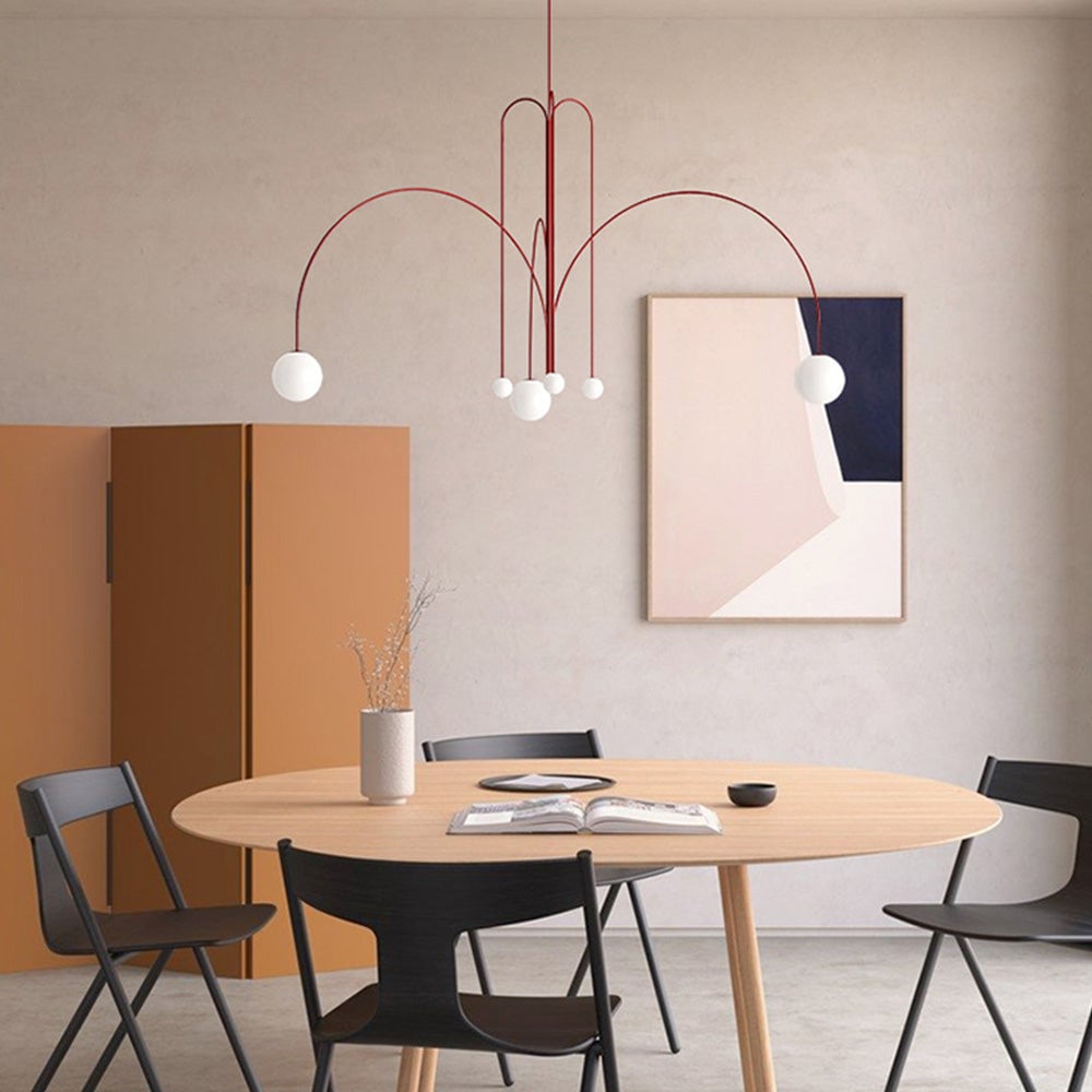 Red Art Deco Long Line Type Metal Pendant Light - Lumpaz