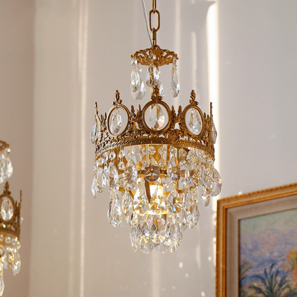 Retro French Gold Crystal Chandelier - Lumpaz