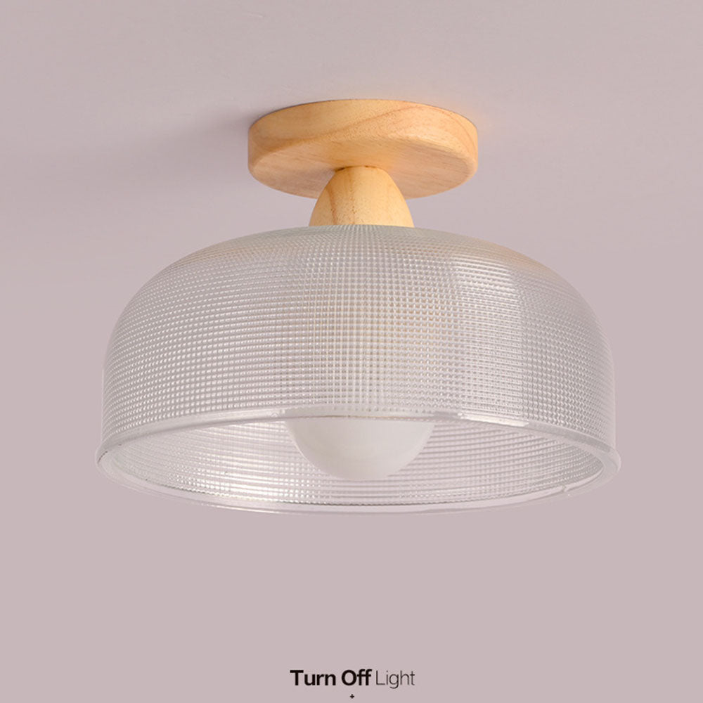 Vintage Solid Wood Glass Ceiling Lamp - Lumpaz