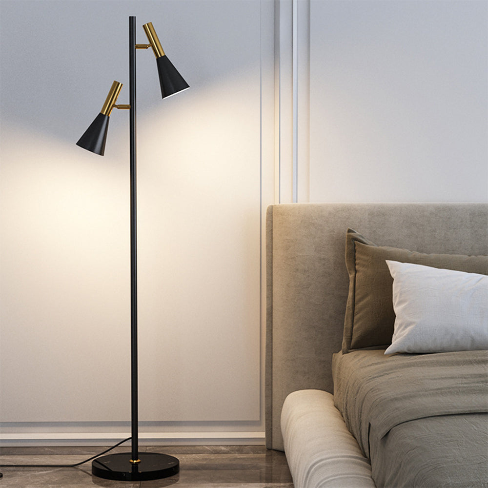 Creative Adjustable Two Heads Black Floor Lamp - Lumpaz