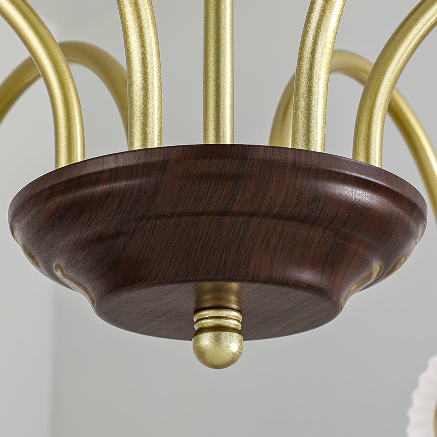 Contemporary Cream Ribbed Glass Chandelier - Lumpaz