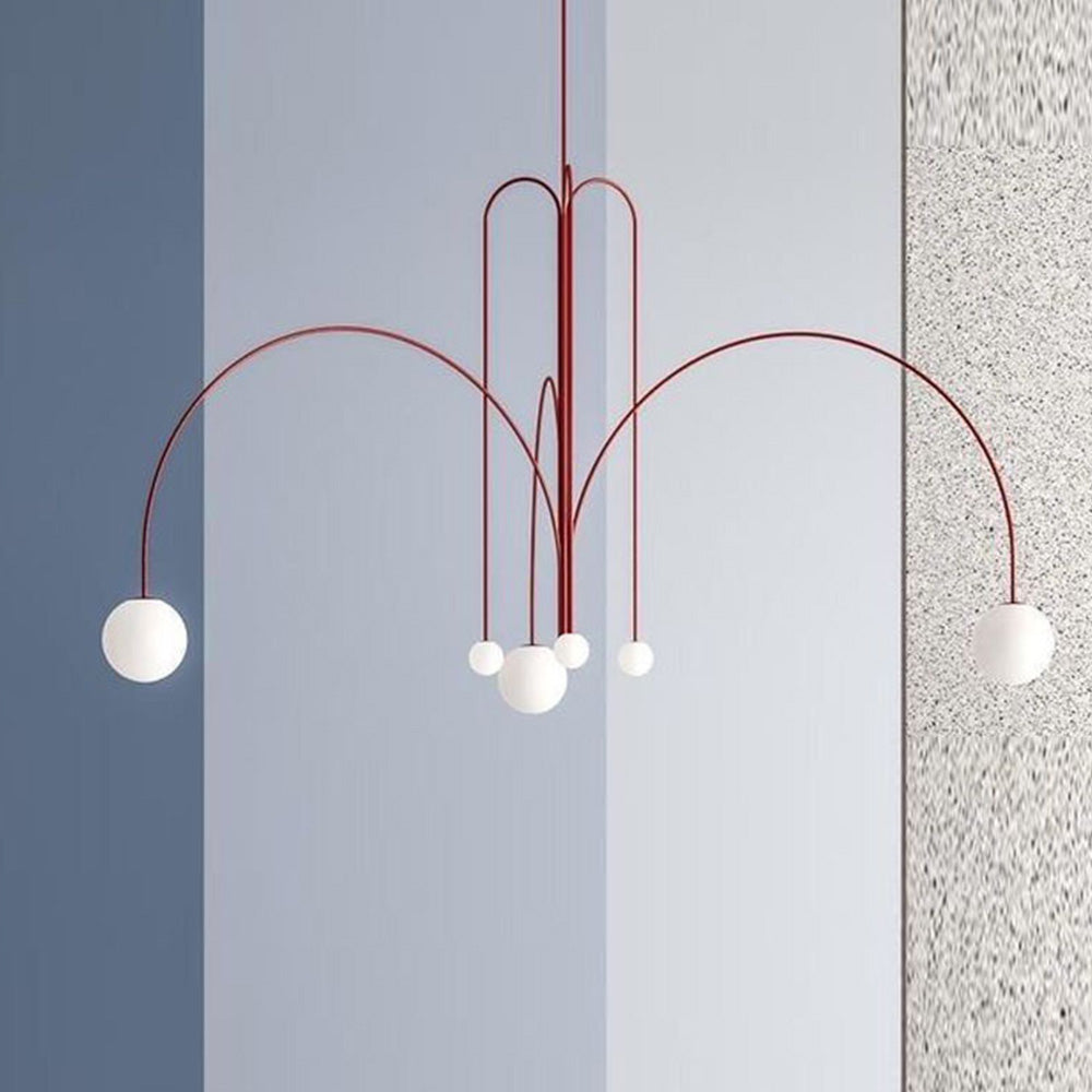 Red Art Deco Long Line Type Metal Pendant Light - Lumpaz