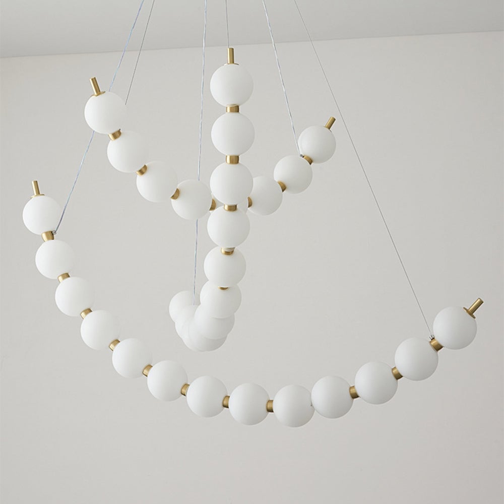 Unique Pearl Design White Ball LED Necklace Chandelier - Lumpaz