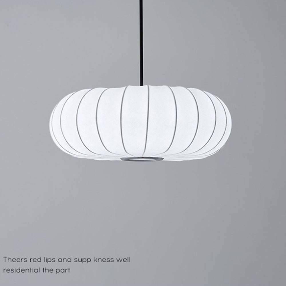 Wabi-Sabi White Fabric Drum Pendant Light - Lumpaz