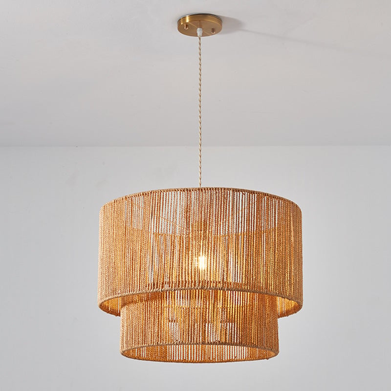 Retro Rope Woven Dining Room Pendant Light - Lumpaz